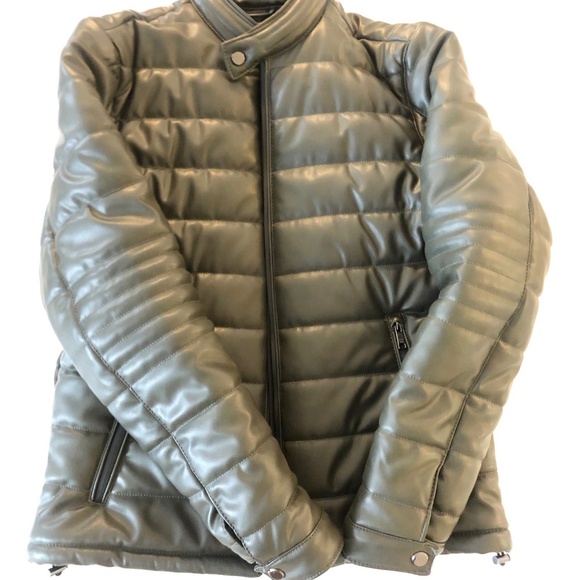 ZARA FAUX LEATHER PUFFER JACKET - Picture 4 of 8